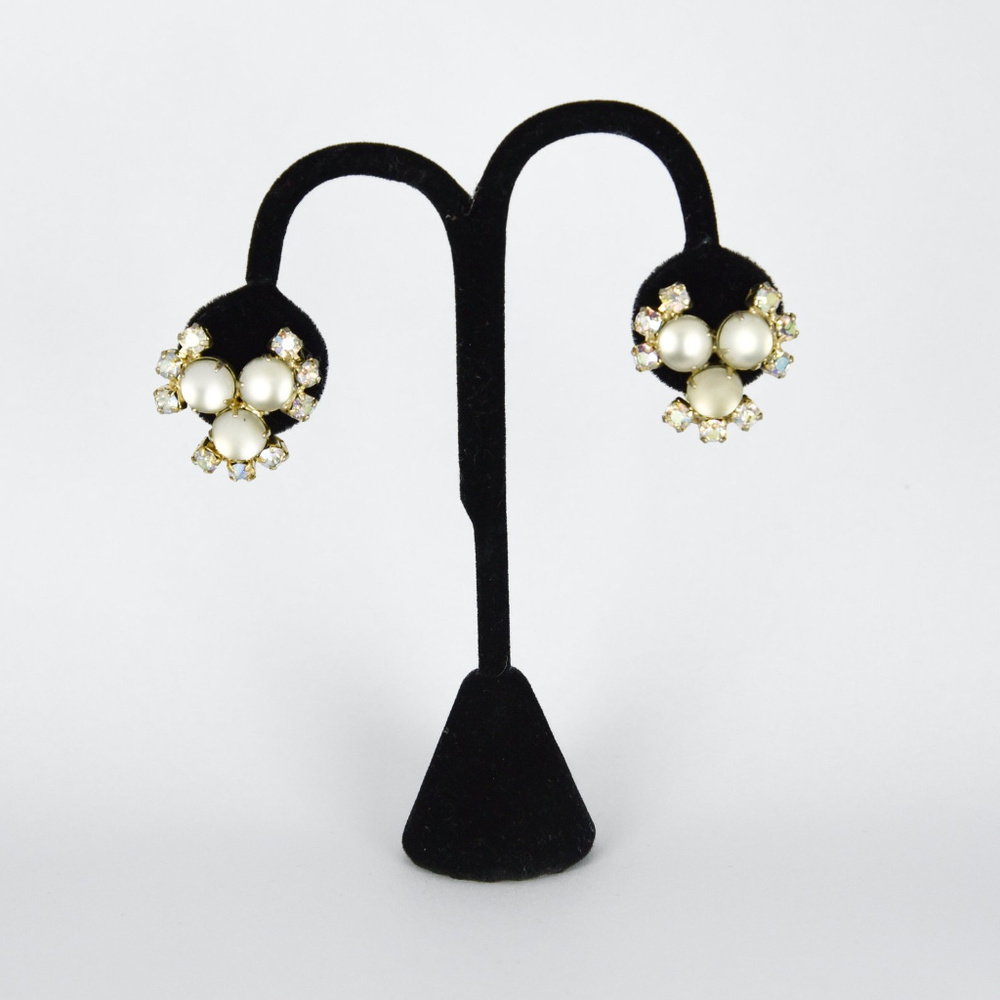 Vintage 1950s Aurora Borealis Rhinestone Earrings